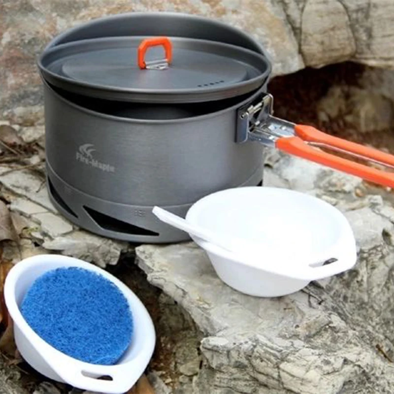 Fire Maple Heat Exchanger Pot 1.5L Folding Handle Portable Outdoor Travel Hiking Camping Picnic Cookware Pot Bowl FMC-K2