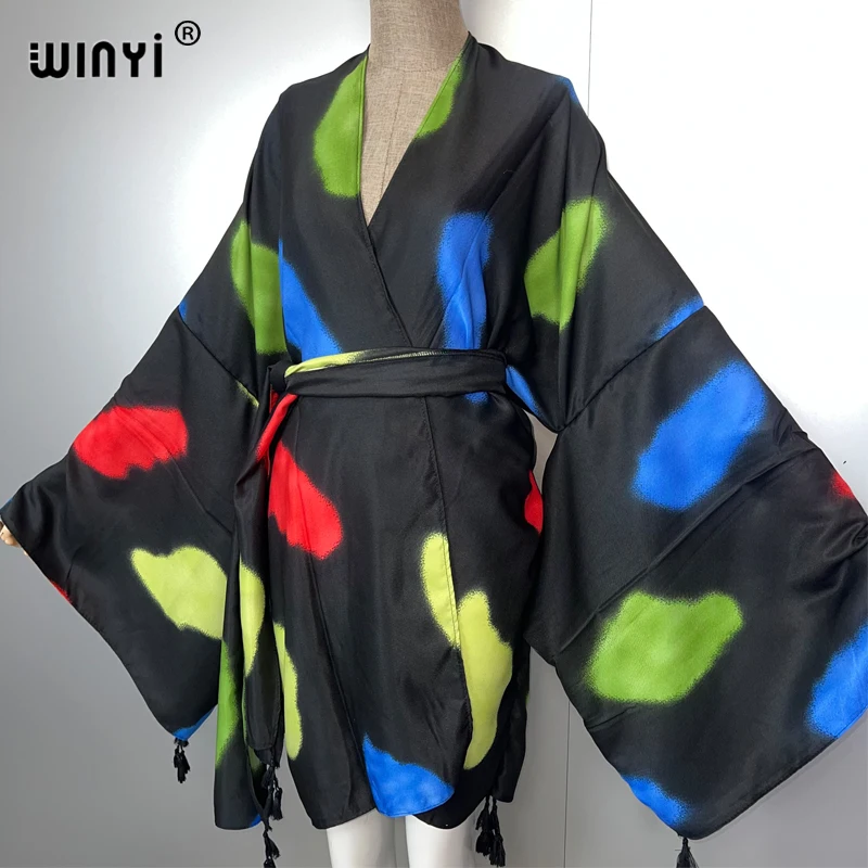 WINYI estate boho kimono festa festa cardigan costumi da bagno da donna spiaggia cover up abiti da spiaggia donna abito ampio caftano moda