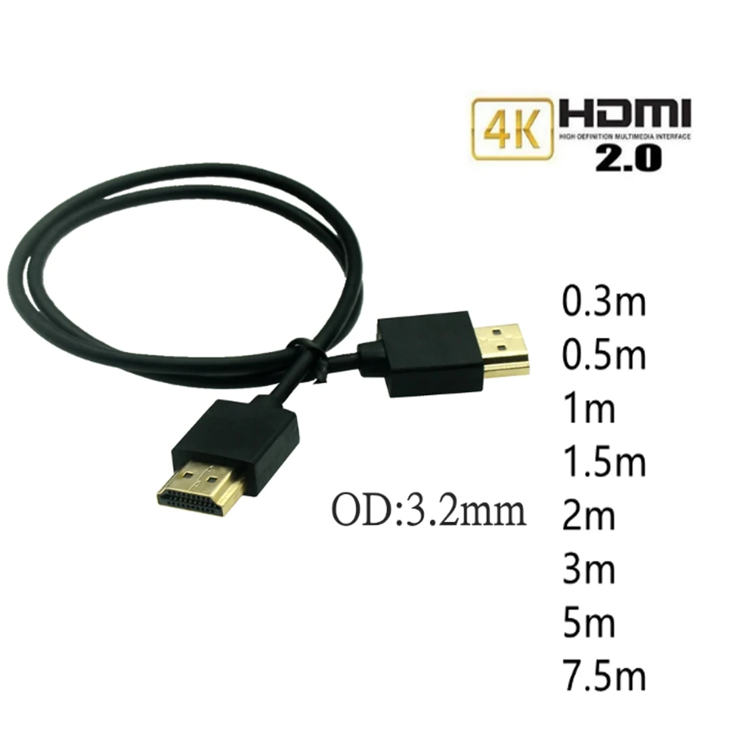 Ultra-Thin HDMI to HDMI Cable 3.3FT, Hyper Slim HDMI 2.0 Cable, Extreme Flexible HDMI Cord Support 3D/4K@60Hz, 2160P, 1080P