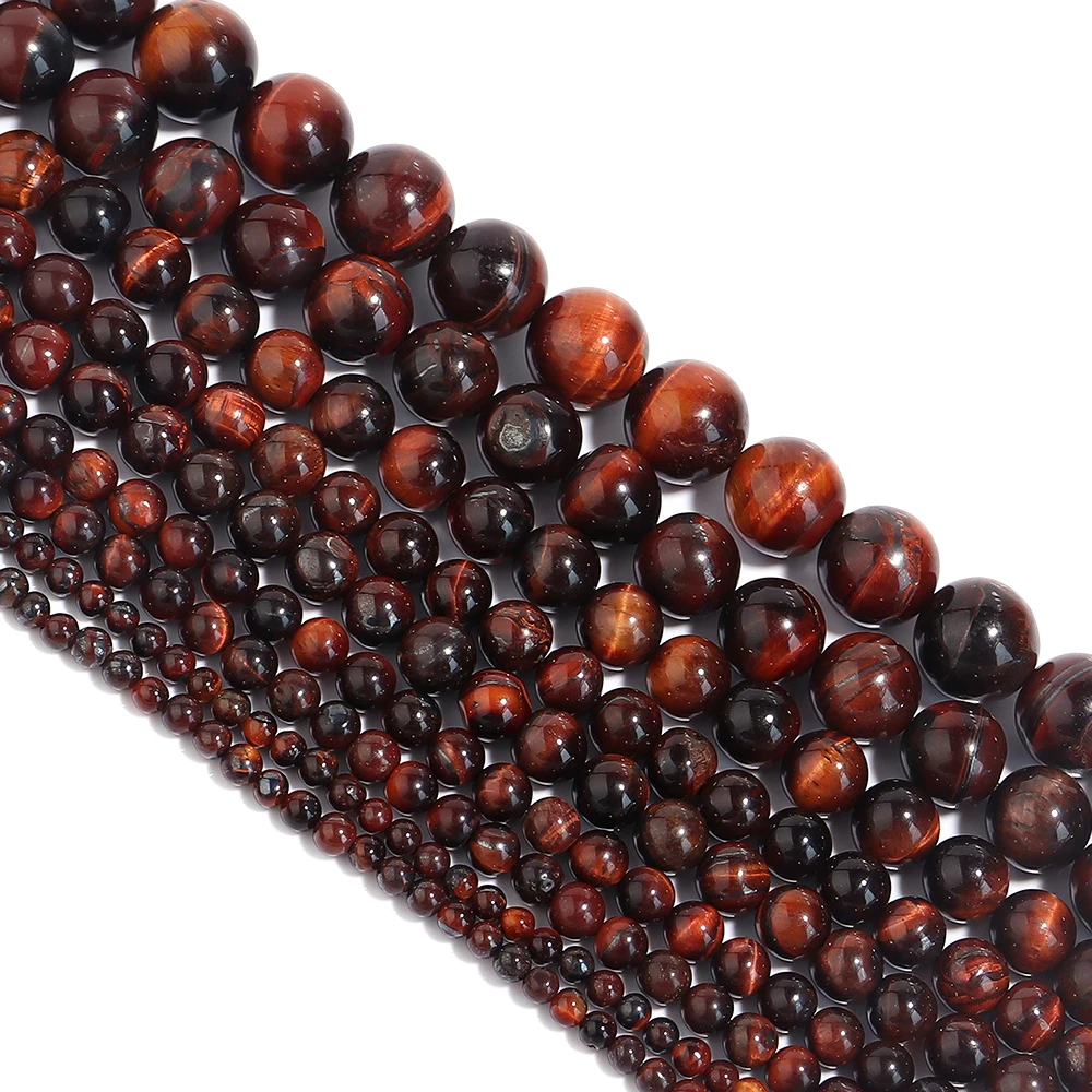 1 Strand Red Color Tiger Eye Beads Natural Stone Beads Round Loose Beads For Jewelry Making DIY Bracelets Necklace Accessories