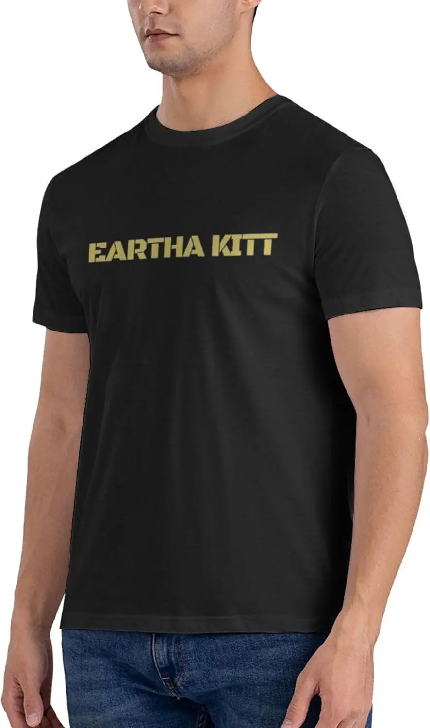 تيشيرتات قطنية بأكمام قصيرة قابلة للتنفس للرجال من Eartha Music Kitt، نمط شخصي، تي شيرت مخصص باللون الأسود