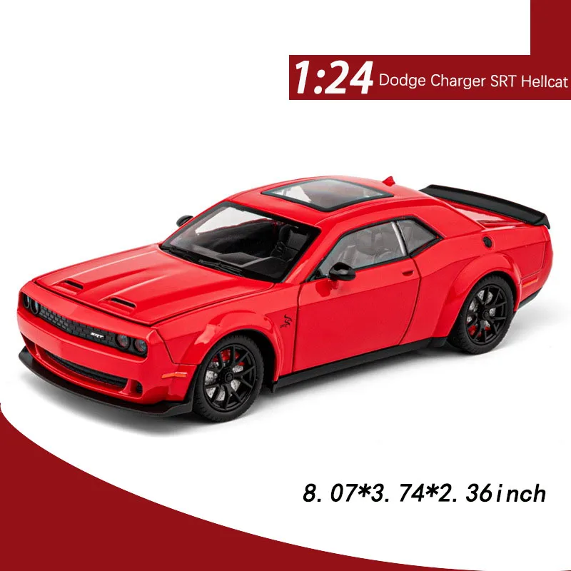 Modelo de coche de aleación de Dodge Charger SRT Hellcat para niños, fundido a presión juguete de coche, regalo coleccionable, decoración de coche en miniatura, 1:24