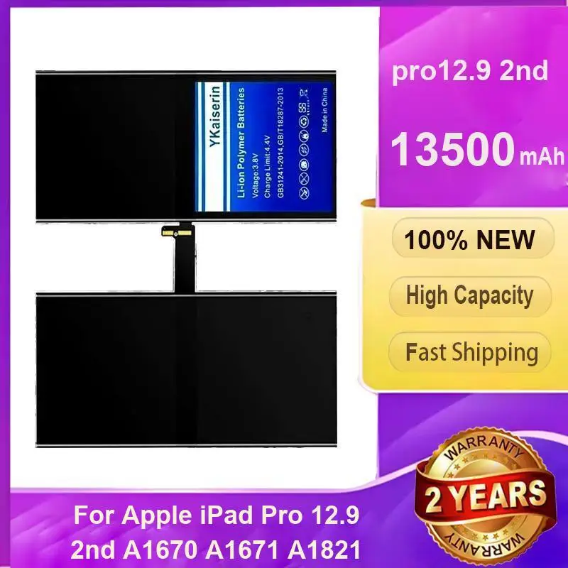 

YKaiserin Pro12.9 2-й 13500 мАч Сменный аккумулятор для IPad Pro 12.9 2-й A1670 A1671 A1821 Новый аккумулятор + трек-код