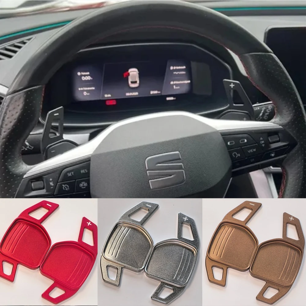 Paleta de cambio para Seat Leon FR Cupra Ateca Ibiza 6P Arona Tarraco Alhambra extensión del volante del coche palanca de cambios DSG pegatinas de engranajes