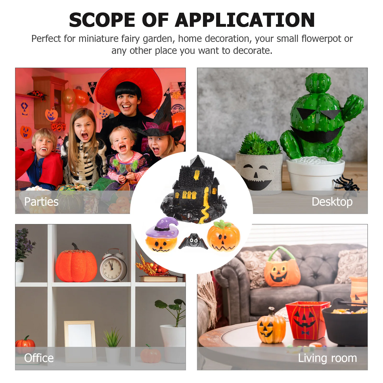 

Halloween Resin naments Miniature Pumpkin Figurines Bat Miniatures for DIY Dollhouse Party Carnival Club Decor Gifts Lightweight