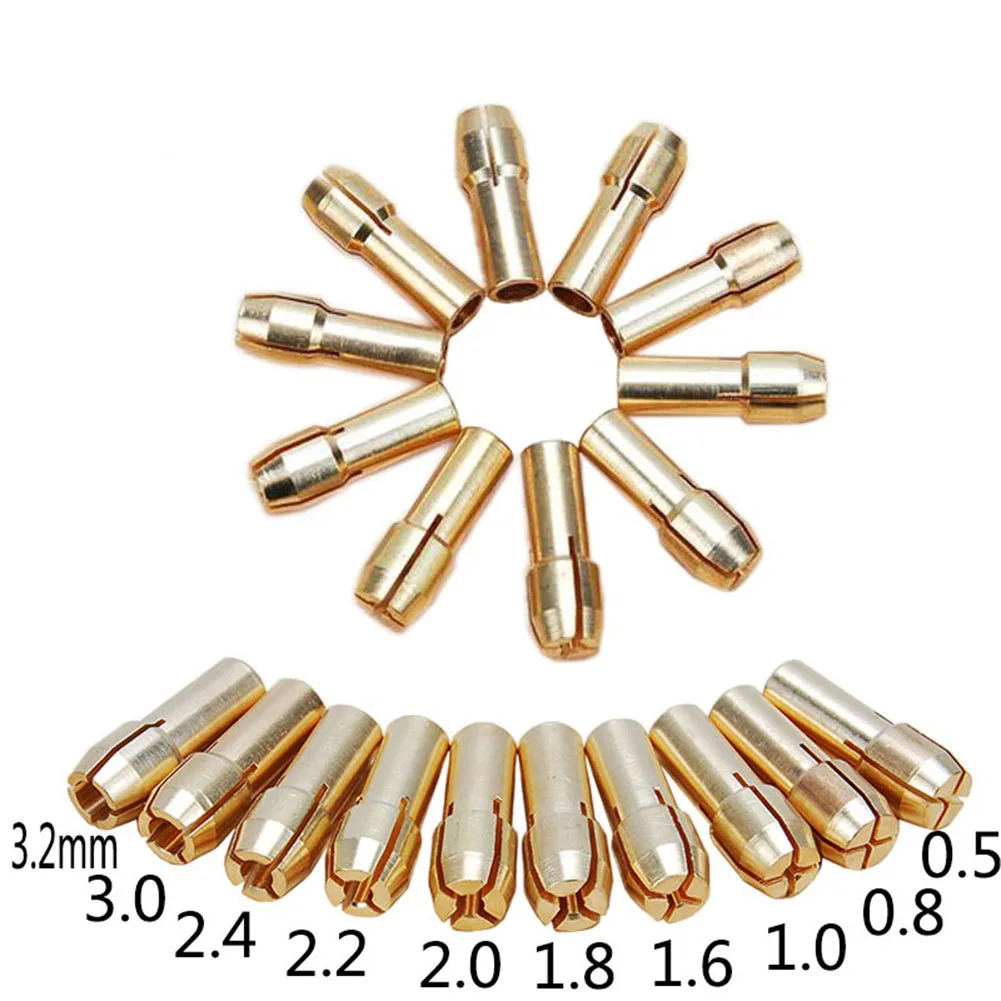 Electric Grinder Chuck Accessory Set 10Pcs Drill Chucks Collet Brass Material 0 6 2 for 9mm Clamping Range  Electric