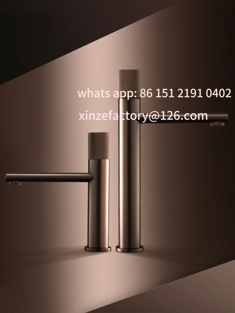 

Customizable all-copper bathroom basin Nordic industrial style minimalist stage basin Washbasin Hot and cold faucet