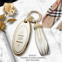 3 Buttons Luxurious Golden Edge Remote Car Key Case Full Cover For FAW Besturn T33 T77 T99 B70 T55 Keychain Auto Accessories
