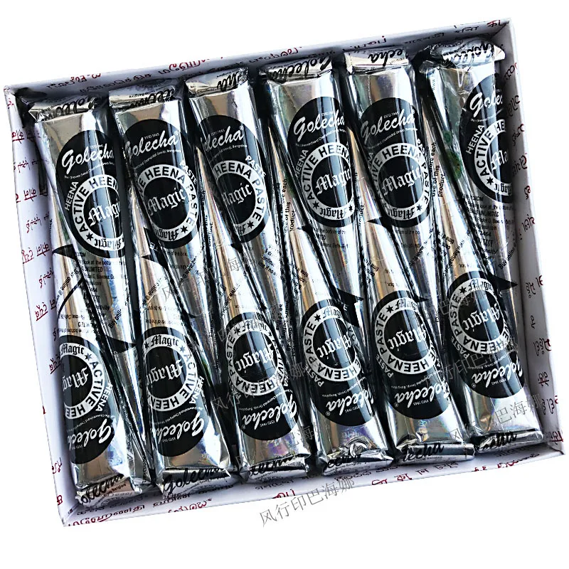 12Pcs Henna Body Paint Wedding Paint Black Henna Body Paint Arts Temporary Flash Tattoo Paste Cones Sexy Tattoo Indian Wedding