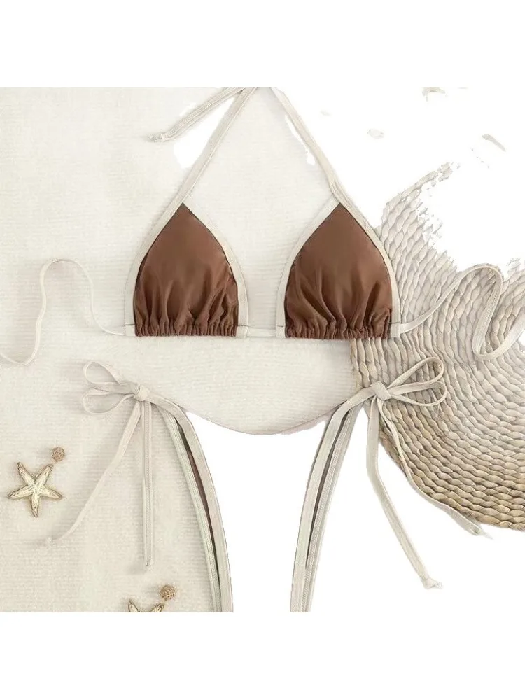 2026 Il colore sexy a contrasto separa il micro bikini costume da bagno da donna costumi da bagno femminili mini perizoma bikini set costume da bagno a due pezzi