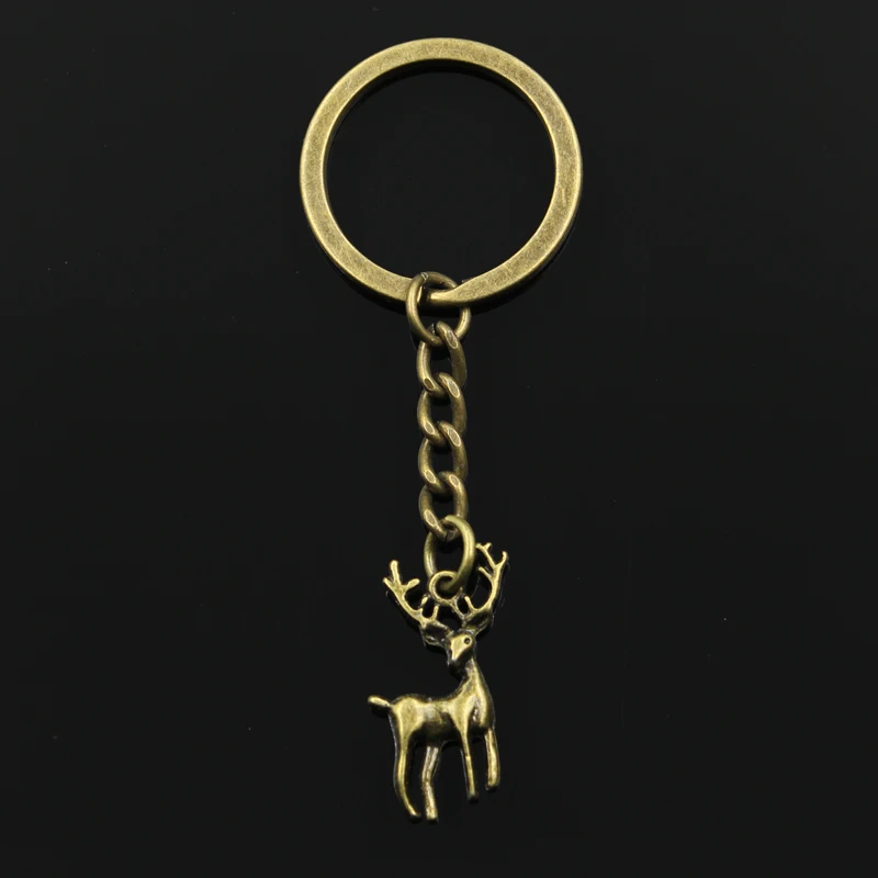 Moda 30mm breloczek metalowy breloczek brelok biżuteria antyczny brąz srebrny kolor Vintage Christmas Deer Sika 27x18mm wisiorek — zdjęcie 6