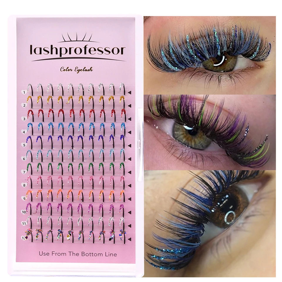 New Fashion Glitter Wispy Spike Eyelashes Extensions Party Coloured Lashes Glitter Shiny Individual False Eyelashes For Make Up