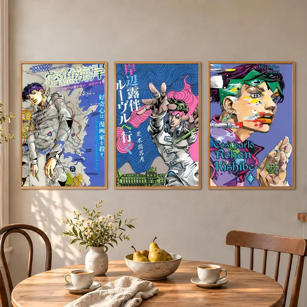 Rohan Kishibe JoJo Anime Heavens Door Poster Aesthetic Wall Art Poster HD Waterproof PP Self Adhesive Bedroom Dorm Room Decor