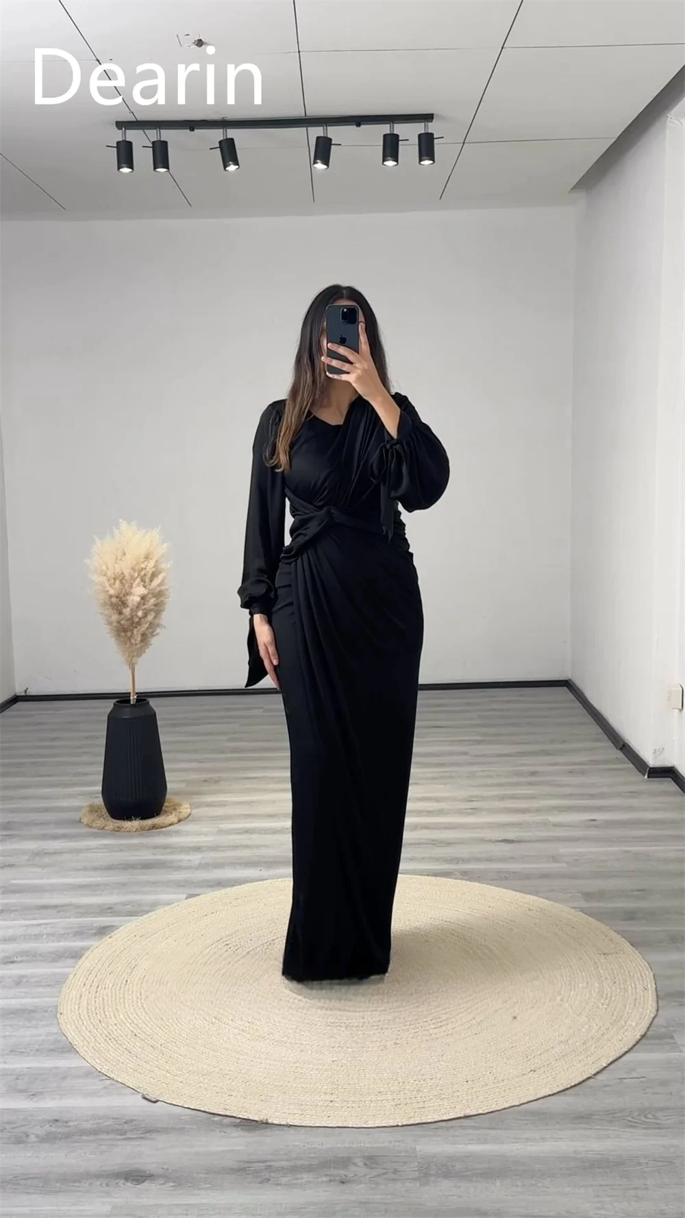 Customized Evening Dress Prom Gown Party Occasion Formal YPMWZX Scoop Neckline Column Floor Length Skirts Vertically Bespoke Occ