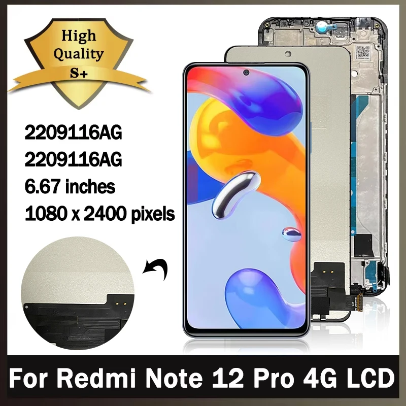 Xiaomi Redmi Note 12 Pro 4G LCD için TFT/Ori 2209116 AG, 2209116 AG Ekran Dokunmatik Ekran Sayısallaştırıcı Düzeneğinin Değiştirilmesi