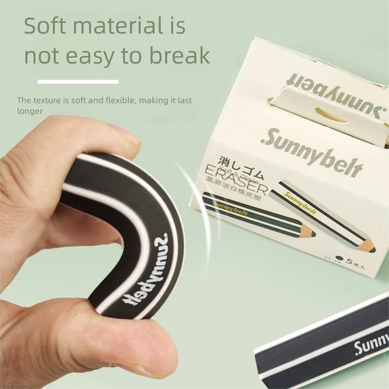 Pencil Shaped Eraser, Soft Texture Clean Wipe No Residue Rubber for Sketch Drawing, Student Office School Stationery Supplies