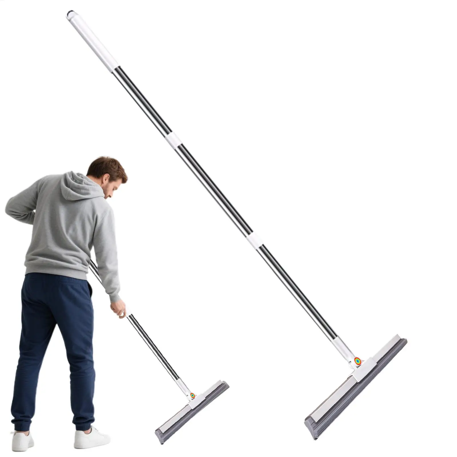 Squeegee Broom Long Handle Wet Dry Floor Scrubber Window Cleaner Pet Hair Remover Soft Rubber Blade Bathroom Shower