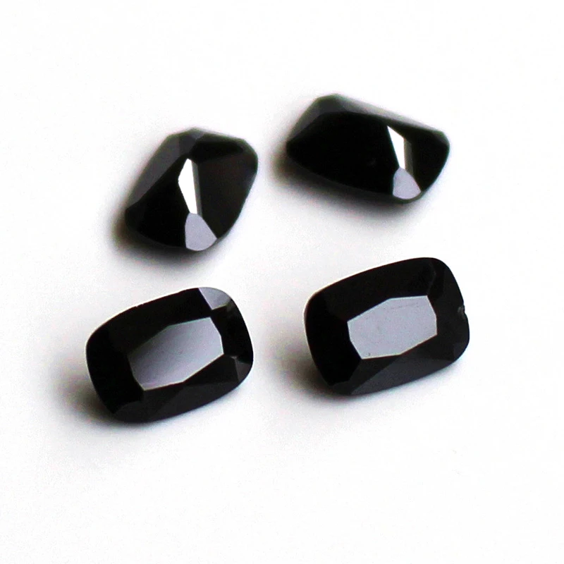 2x4-10x12mm High Temperature Resistance Wax Setting Black Nano Stone Rectangle Cut Baguette Step Gem For Jewelry DIY Accessories