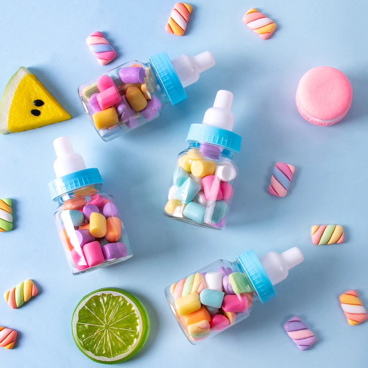 12 Stück Babyflaschen, blau, rosa, weiß, Kunststoff, Süßigkeitenflasche, Babyparty, Geschenkbox, Dekorationen, Jungen und Mädchen, Geschlecht offenbaren, Partygeschenke – Detail 3