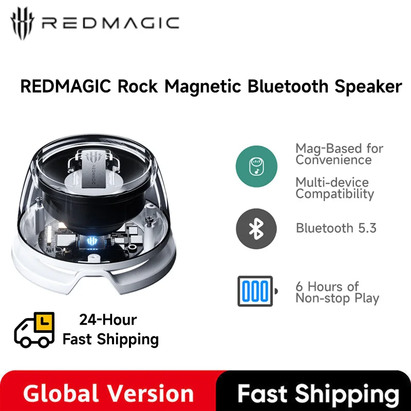 Global Versie Redmagic Rock Magnetische Bluetooth Speaker 400mAh Mini Klankkast BT 5.3 RGB Licht Telefoon Houder Desktop Speaker