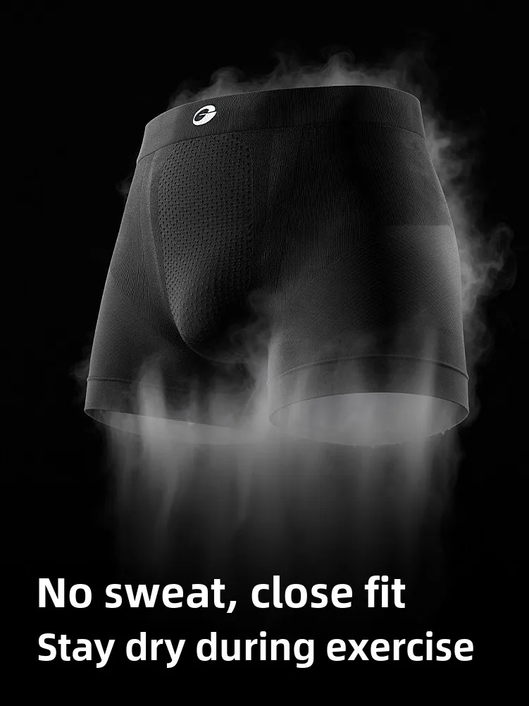 High Elastic Seamless Knitted Men's Sports Underwear Running Anti-Friction Fitness Quick Dry Compression Boxer Shorts