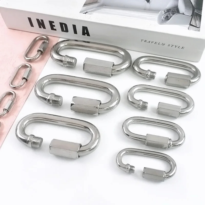

2Pcs 32-104mm 304 Stainless Steel Oval Buckles Lock Carabiner Clips Keychain Ring Hook Bag Connect Loops Buckle DIY Accessories