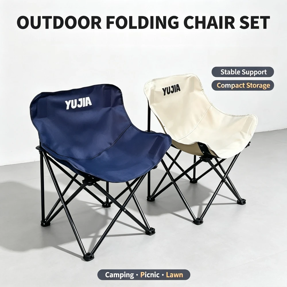 Folding Chair Moon Chair Backrest Maza Stool Portable Self-driving Camping Chair Outdoor Fishing Picnic Barbecue Chair Stool