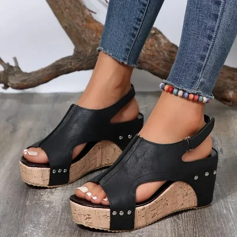 

Fashion Plus Size Women's Peep Toe Platform Wedge Sandals Heel Dress High Heel Shoes for Women Outdoor Causal Sandalias De Mujer