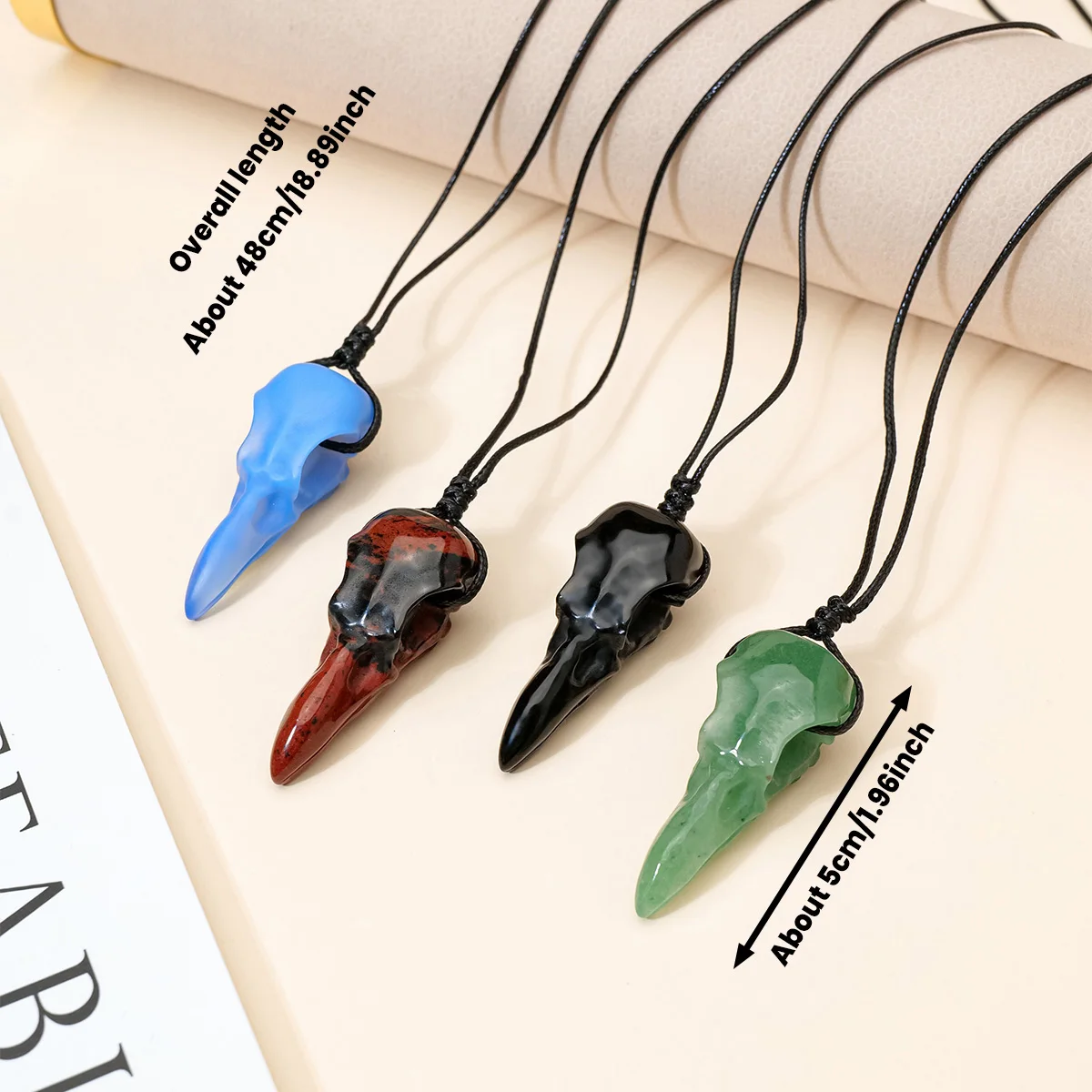 1PC Handmade Natural Aventurine Obsidian Shape Crow Skull Hanging Ornament CGift for Christmas Hallowee