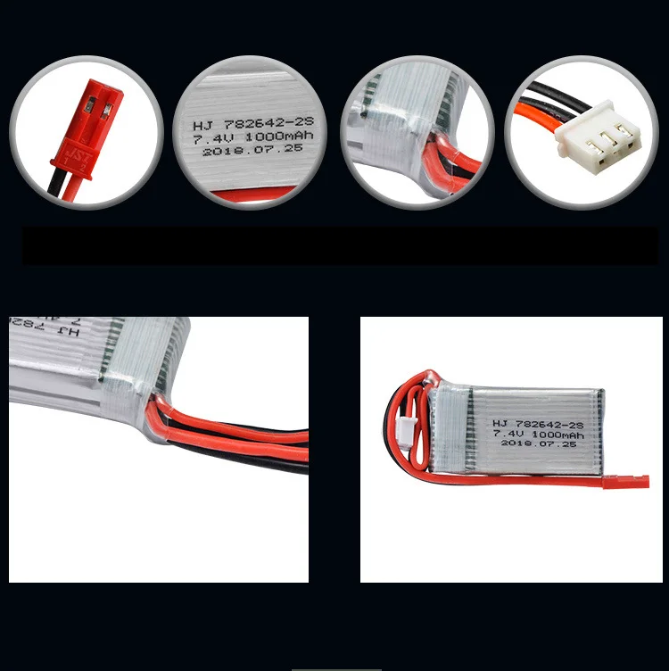 بطارية ليبو 7.4 فولت 1000 مللي أمبير في الساعة لـ Mjxrc X600 ترقية 2s 1000mah 25c 782642   بطارية ليبو للتحكم عن بعد بطارية 7.4 فولت مع JST