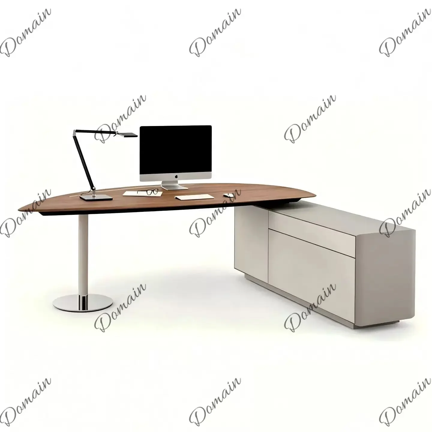 J81 Italian Luxury Walnut Writing Desk Executive Office Computer Table with High Gloss Paint