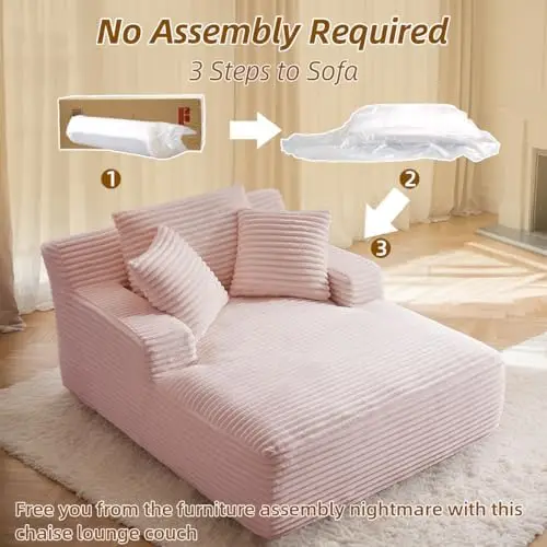 كرسي استرخاء كبير الحجم، سرير أريكة سروال قصير، كرسي نوم بمقعد عميق لغرفة المعيشة (وردي) #6