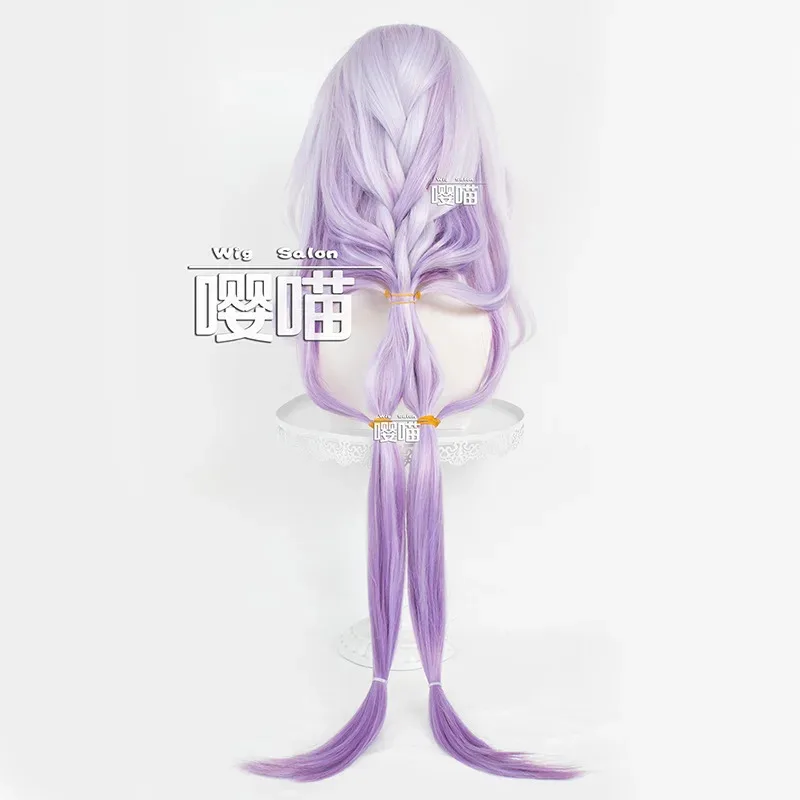 CyGame 혼카이: 스타 레일 캐스터리스 코스프레 가발 캐스터 코스프레 헤어 롱 100cm 가발 그라데이션 퍼플 롤플레잉 가발 할로윈용