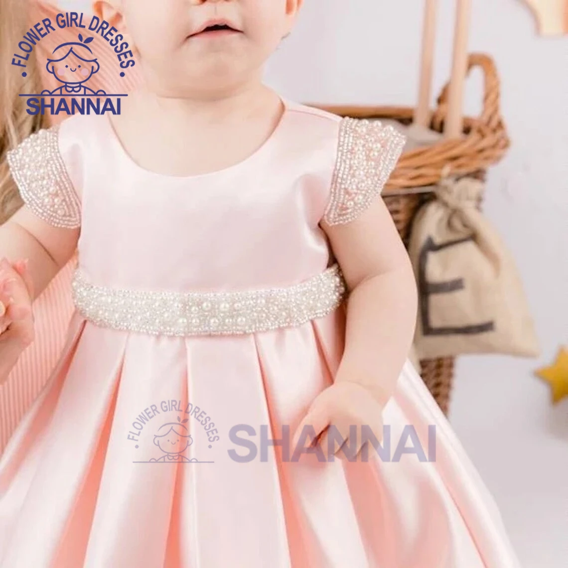 

2023 Custom Baby Girl Dresses Simple Beading Belt Flower Girl Dress for Wedding Birthday Communion Party Special Occasion