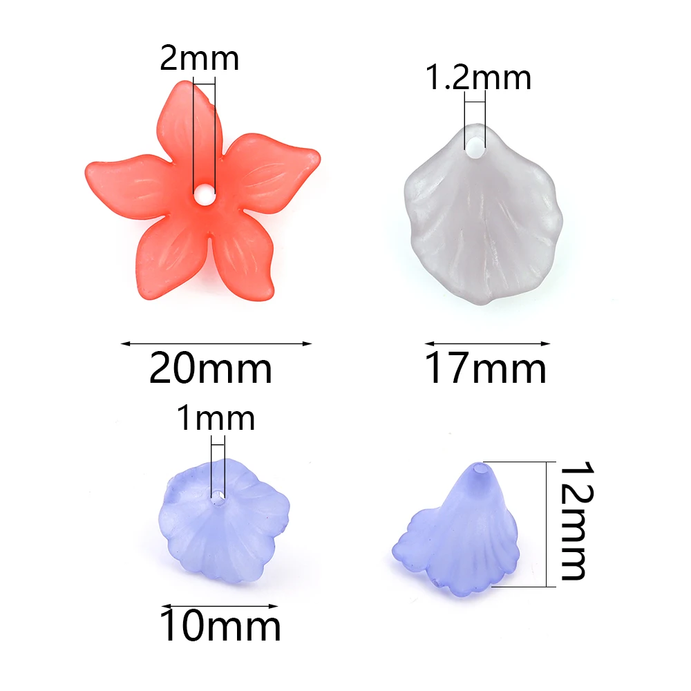 100Pcs/Lot 12mm 17mm 20mm Frosted Acrylic Flower Beads Caps For Jewelry Making DIY Necklace Bracelet Accessories Wholesale