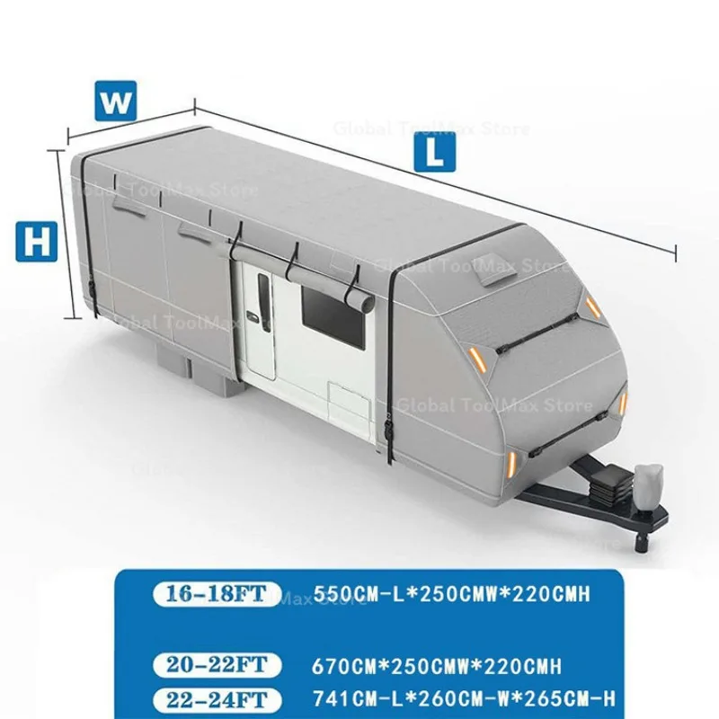 Camping RV Cover Waterproof Touring Car Cover 420D Oxford Cloth Trailer RV Cover Sunroof Convertible Hardtop