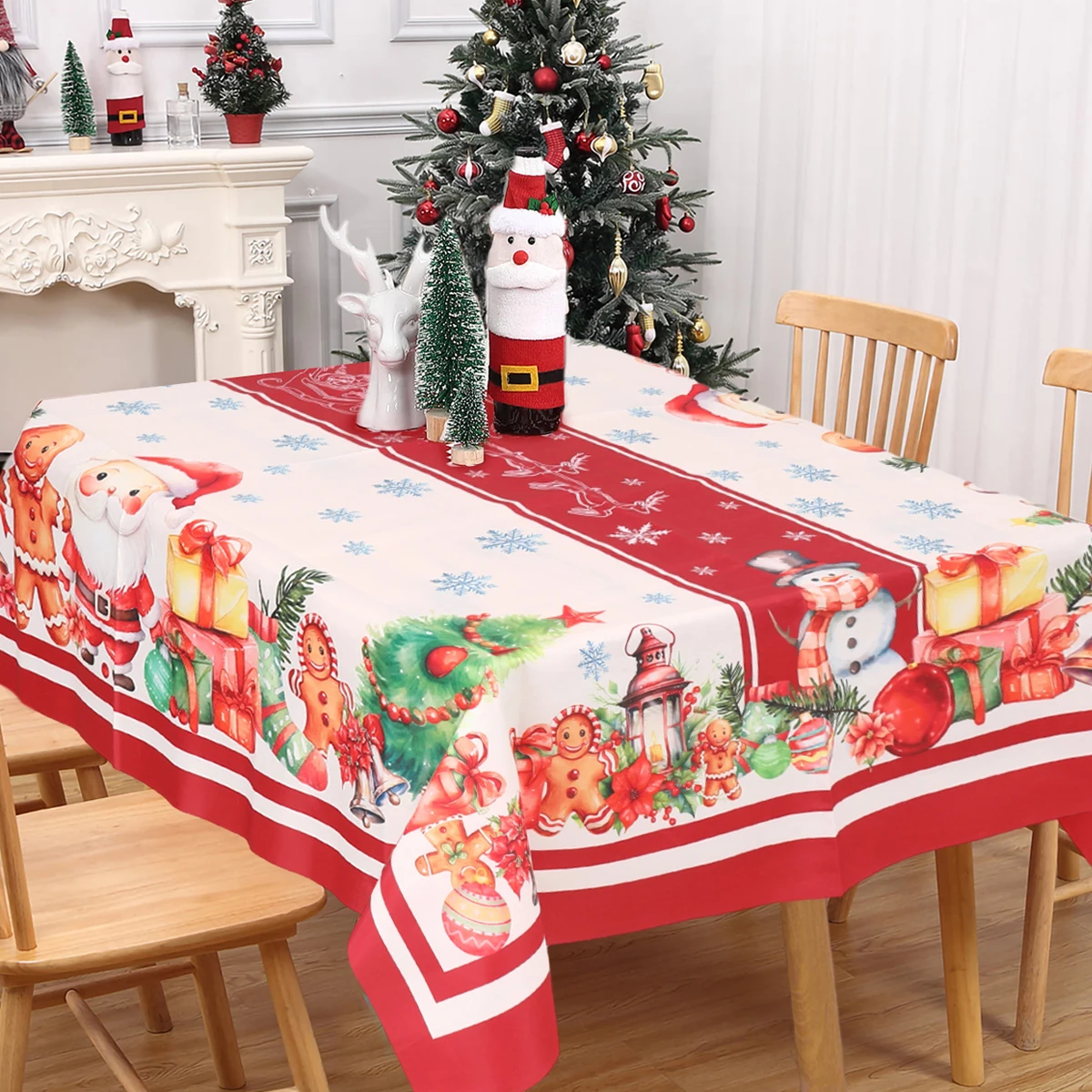 Christmas Santa Claus Tablecloth Merry Christmas Decoration for Home 2024 Desktop Xmas Ornament Navidad Natal New Year Gift 2025