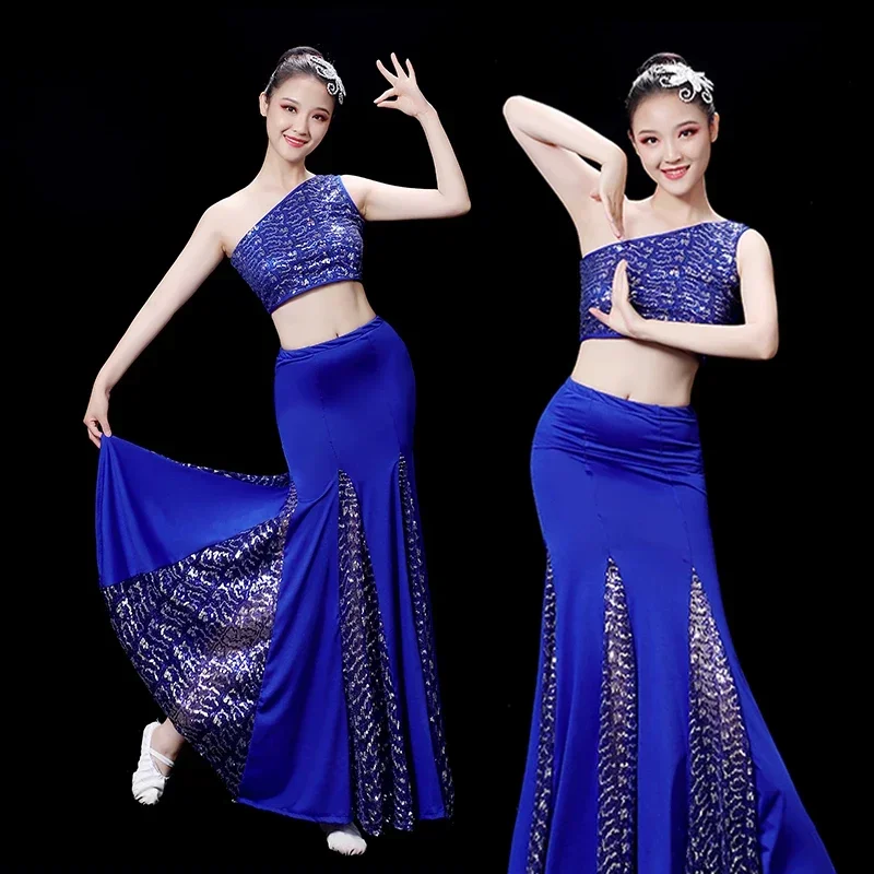 

Costume Adult Indian Bollywood Dress Fish Tail Leotard Girl Dance Wear National Peacock Dance