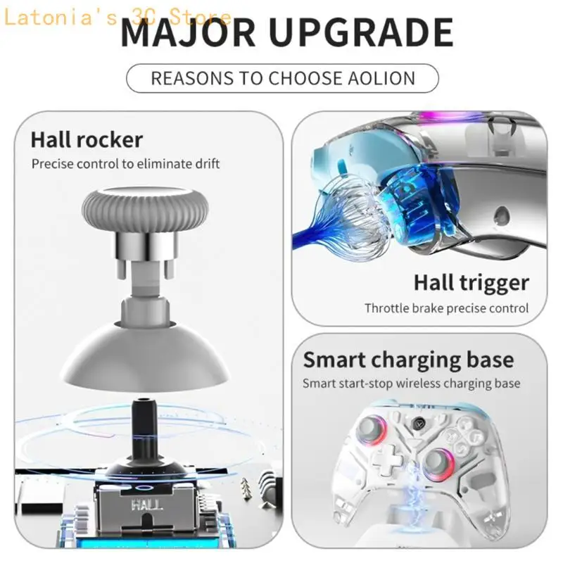 

X3UB Wireless Bluetooth-compatible Gamepad Hall Effect Joystick Game Controller