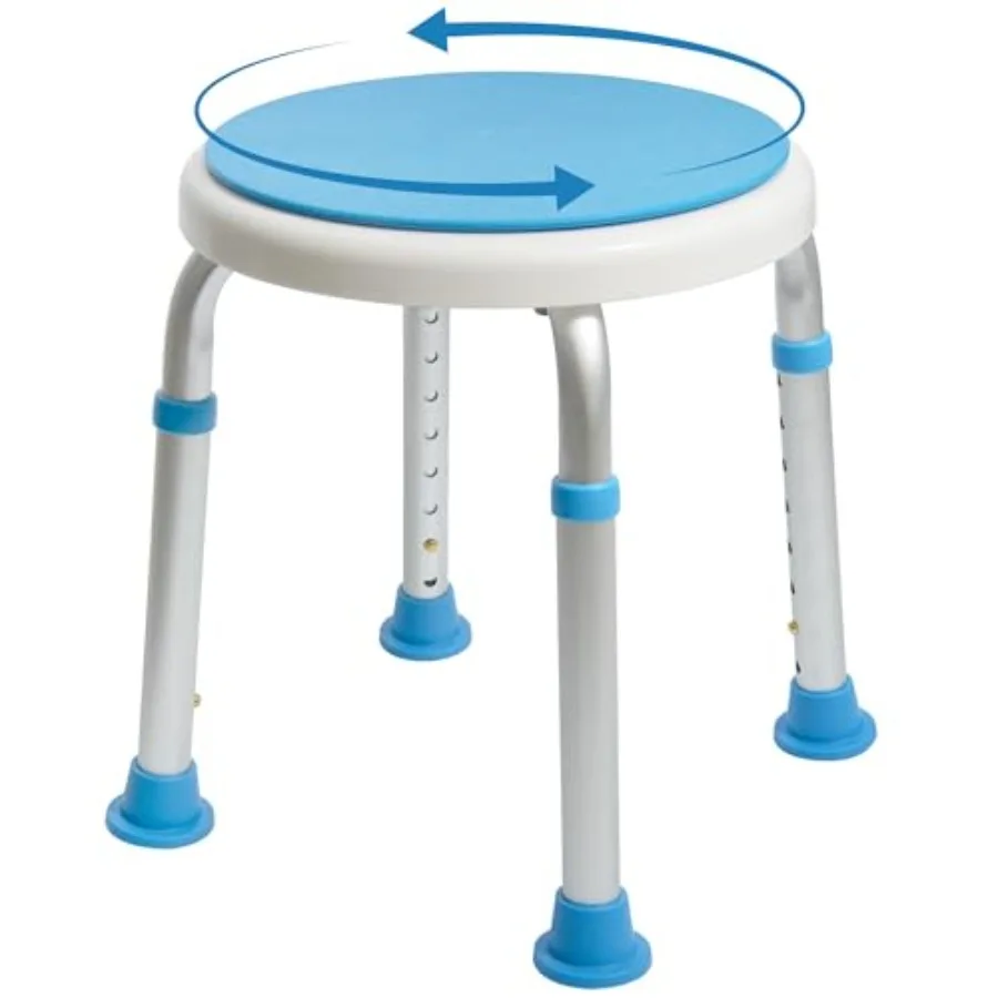 

Medical Tool-Free Assembly Adjustable Swivel Shower Stool Seat Bench with Anti-Slip Rubber Tips for Safety and Stability