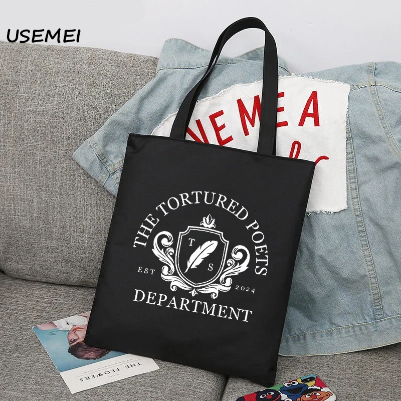 TTPD Women's Bags The Tortured Poets Department Canvas Shopping Tote Bag School Book Bags Shopping Shoulder Handbag Reusable