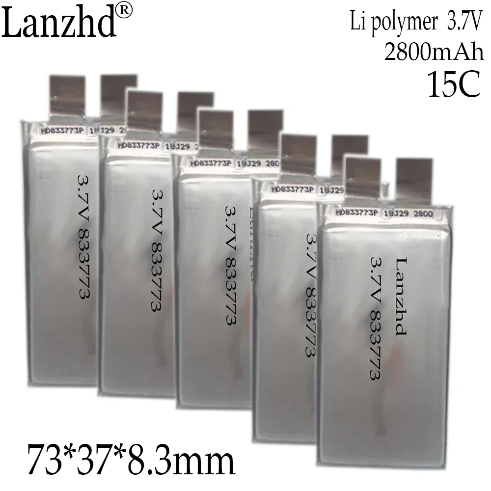 1-10pcs Li Polymer 3.7V 15C 2800mAh Battery Pack Lithium Ion Cell for 12V 24V 36V E-bike UPS Power Convertor Solar Light 833773