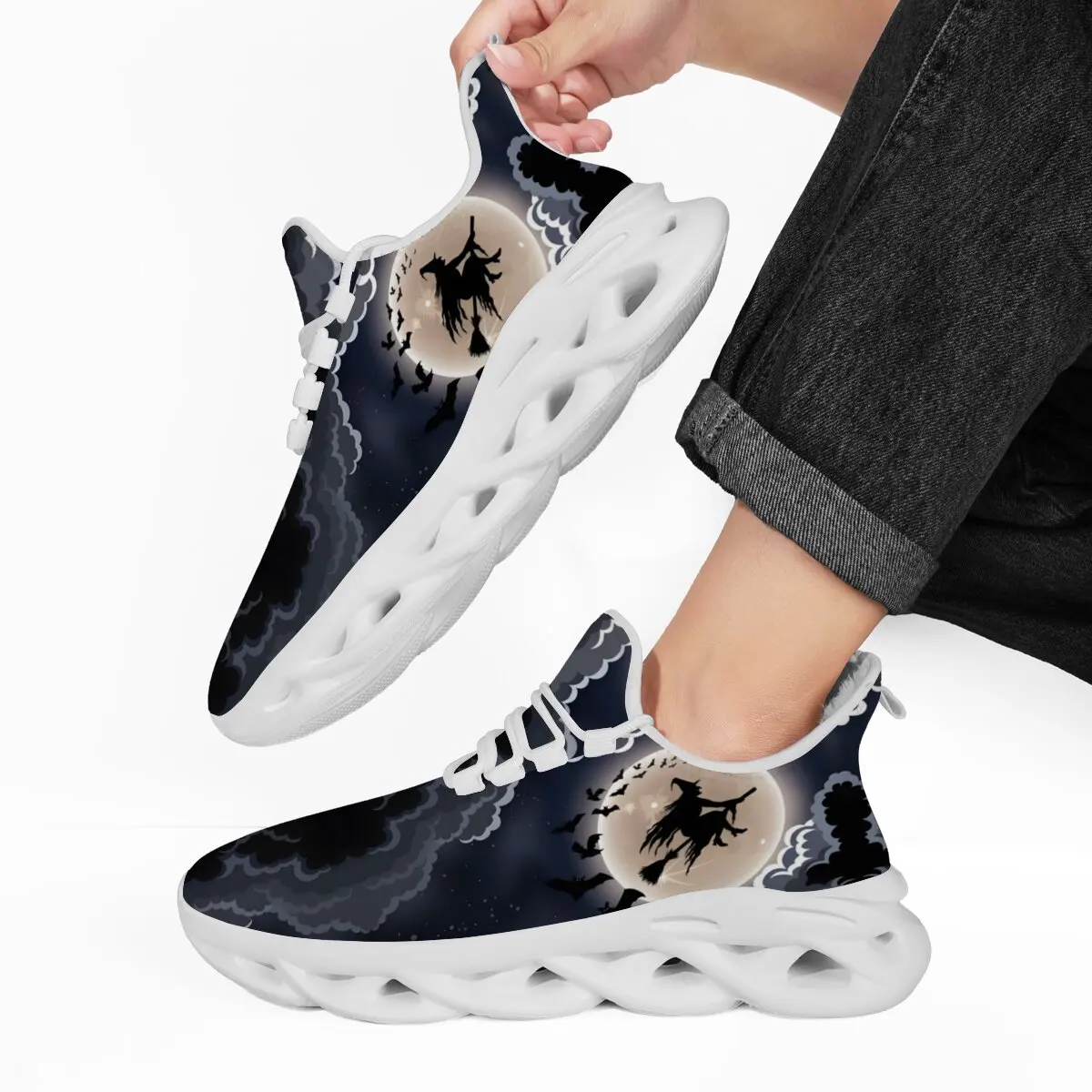 أحذية المشي الرجالية الساحرة البدر الخفافيش الغيوم الصوف أحذية رياضية رياضية الجري أحذية رياضية خفيفة الوزن في الهواء الطلق النساء