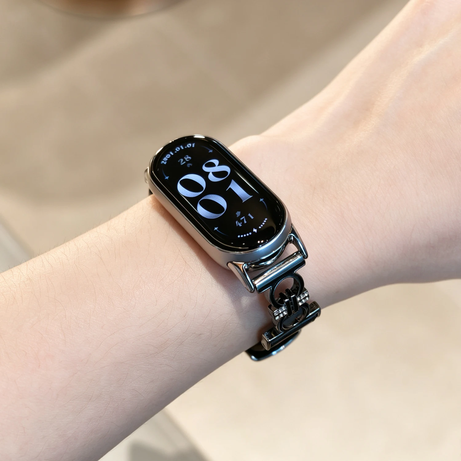Mi Band 10 9 8 7 6 5 Strap For Xiaomi Smart Band 10 Bracelet Stainless Steel Leather Watch Band