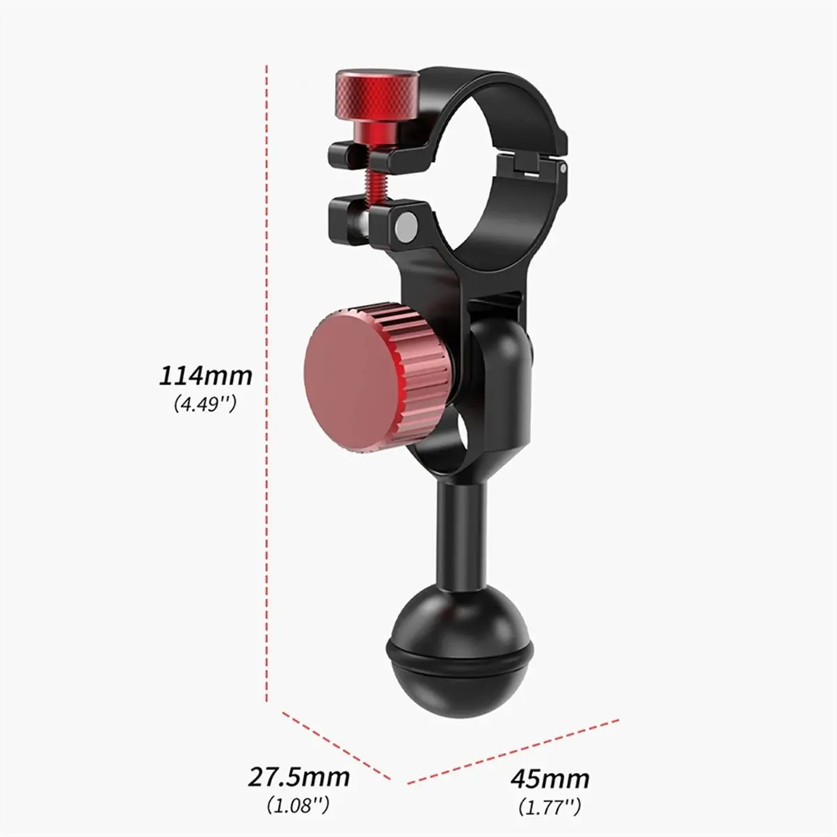 belong Diving Flashlight Holder Mount for Underwater Photography Dia 30-32mm Adjustable Torch Clip 1-Inch Ball Head Adapter