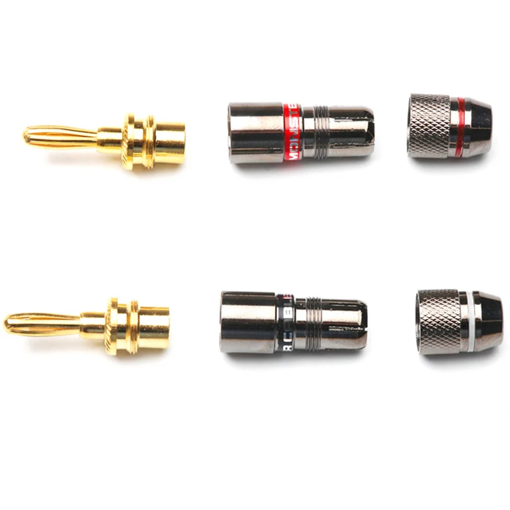8Pcs 4mm Banana Plug 24K Gold Plated Pure Monster Copper Speaker Adapter Screw Plugs Audio Connectors