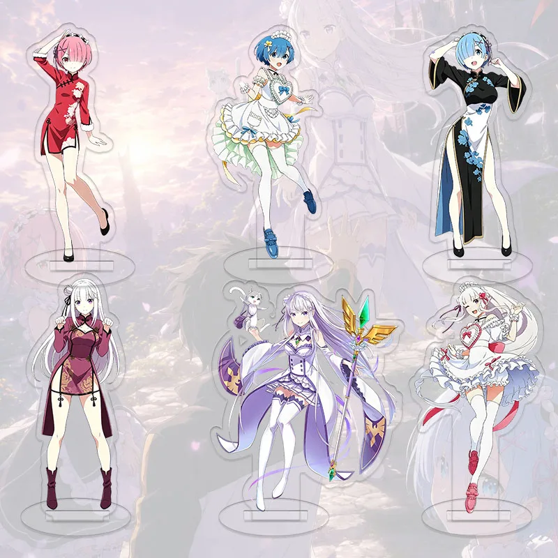 Акриловая фигурка Re:Zero — Жизнь с нуля в другом мире: Рам и Рем, аниме-персонажи, настольный дисплей, украшение, коллекционные подарки.