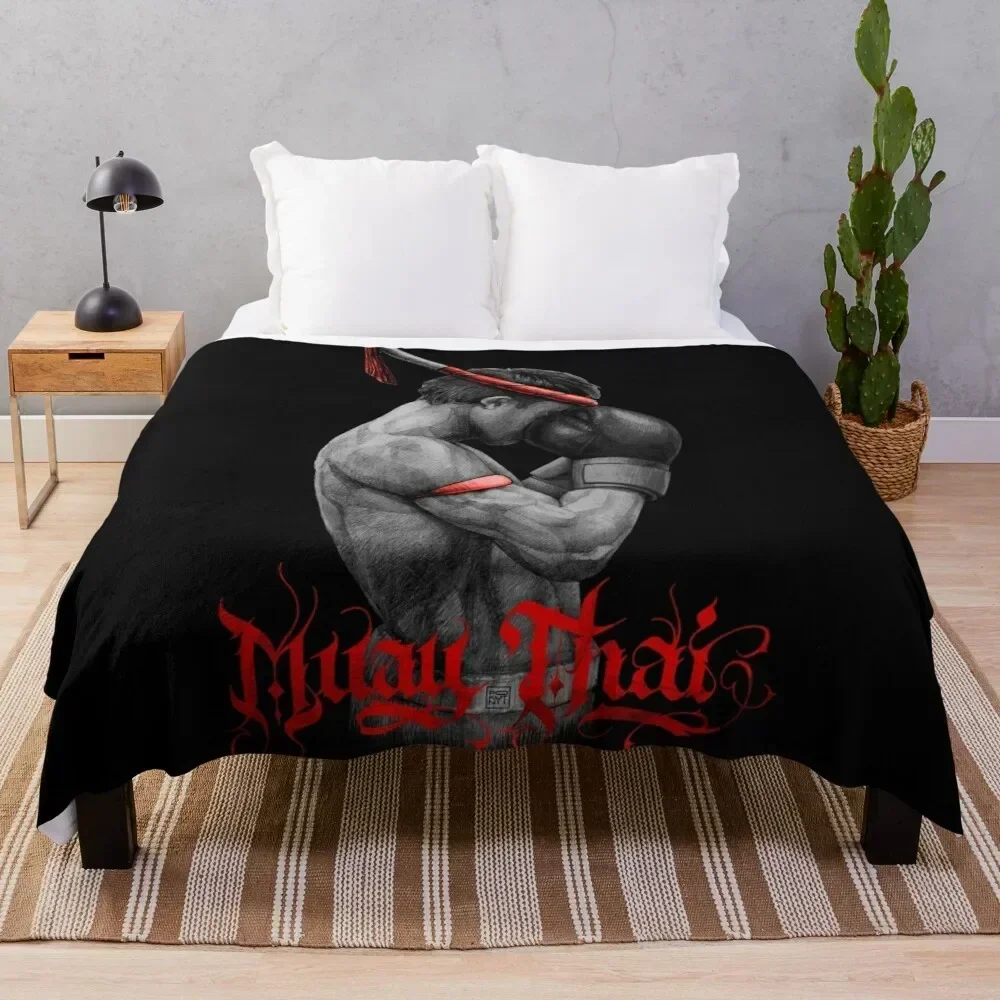 

Muay Thai Boxing Fighter Throw Blanket Travel Size Cozy Blanket for Plane Train