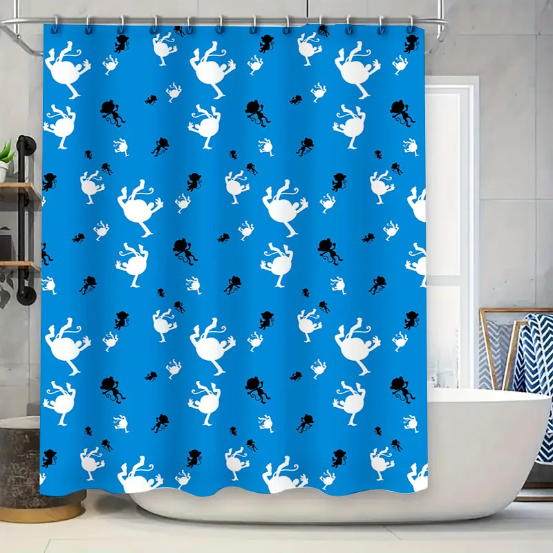 

Современная сине-белая занавеска для душа с мультяшным животным принтом, водонепроницаемая занавеска для ванной комнаты, украшение для дома, 3D-печать, устойчивая к капель воды