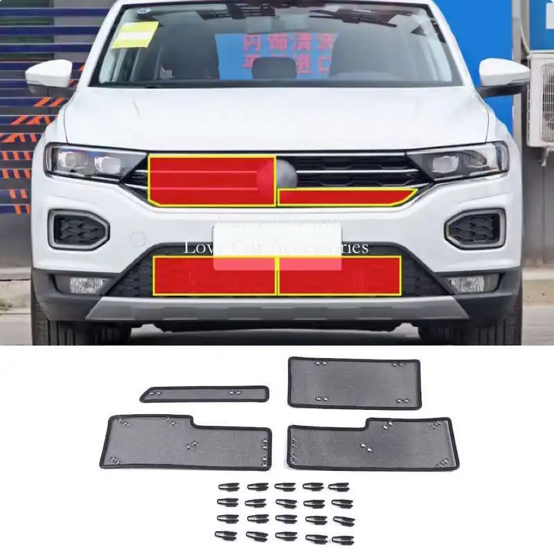 For Volkswagen VW T-ROC 2018-2024 Center Grille Insert Net Radiator Condenser Protecte Cover Anti Insect Sand Mesh Accessory